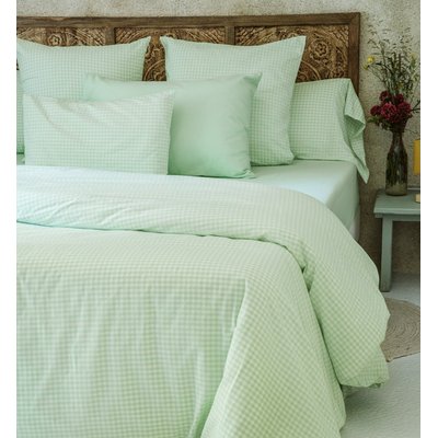 Housse de couette adulte en percale de coton bio, VICHY KADOLIS