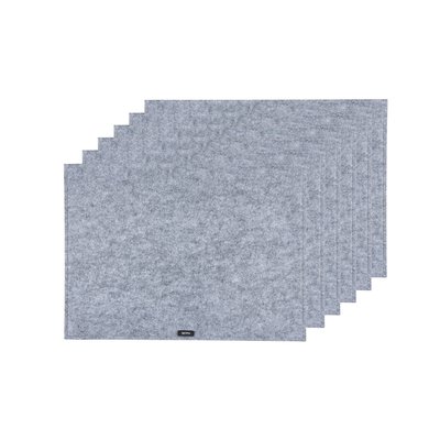 Set de table rectangulaire - 6 pièces - Feutre recyclé gris BJORN