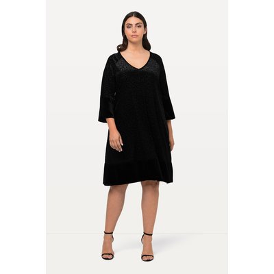 Robe midi à col rond et manches 3/4. Motif ULLA POPKEN