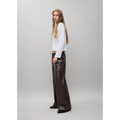 Pantalon large en cuir synthétique MANGO TEEN