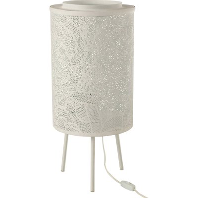 Lampe blanche ajourée en métal ambiance lumière tamisée RECOLLECTION