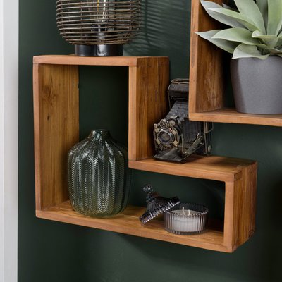 Etagère murale forme L bois de teck recyclé SWING PIER IMPORT