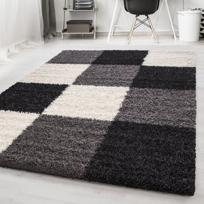Tapis de salon à motif damier tricolore ODDA NAZAR RUGS