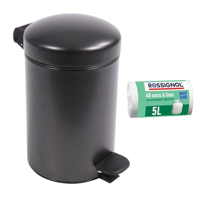 Poubelle salle de bain 3L Made in France et 40 sacs poubelle 5L PROSPER