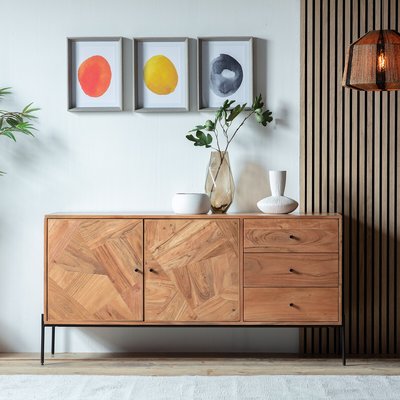 Balaya Inlaid Wood Large 3 Door Sideboard SO'HOME