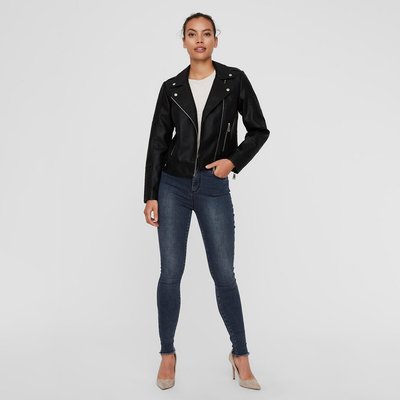 Blouson court zippé, imitation cuir VERO MODA
