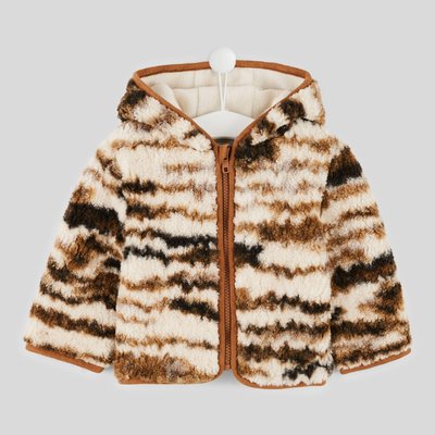 Cardigan à capuche manches longues effet mouton imprimé BOUT'CHOU