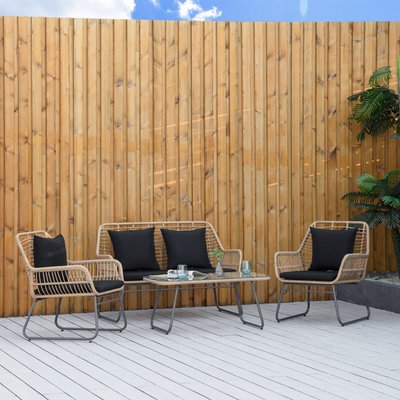 Salon de jardin 4 places 4 pièces style exotique OUTSUNNY