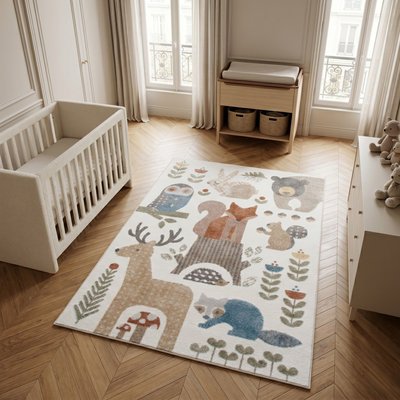 Tapis enfant lavable motif forêt   TABLO FORET THE DECO FACTORY