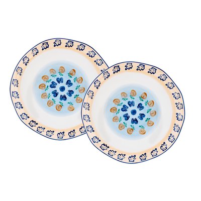 Lot de 2 plateaux & plats à four en porcelaine de haute qualité (grade a), peinte à la main, NAPOLI BJORN