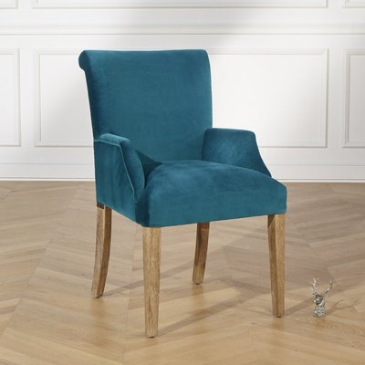 Fauteuil de table en bois et velours ALIX ROBIN DES BOIS
