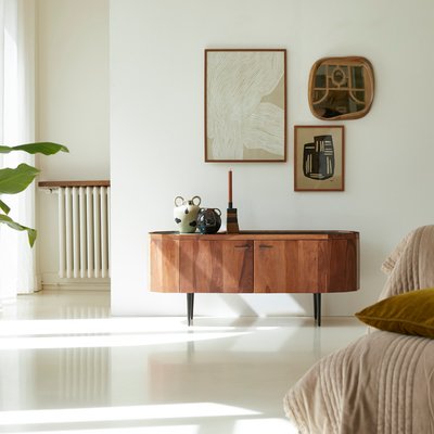 Meuble TV en palissandre massif et marbre 130 cm JADE TIKAMOON