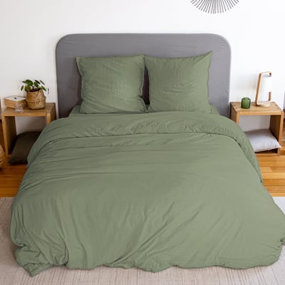 Parure housse de couette en microfibre lavée unie, AVY C DESIGN HOME TEXTILE