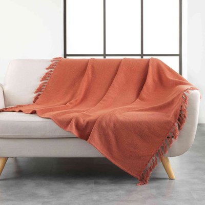 Plaid à franges coton tissé ZAMINA DOUCEUR D'INTÉRIEUR