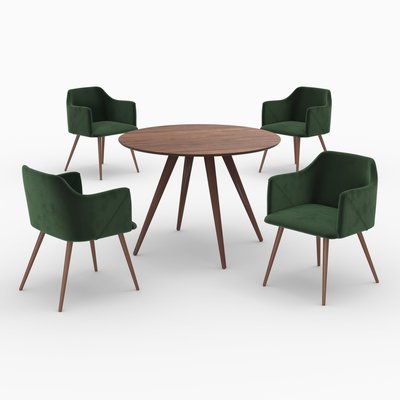 Table et chaises 4 personnes en velours - LIWA MAISON PAVANE