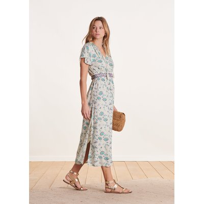 Robe longue cintrée imprimée manches courtes LA FEE MARABOUTEE