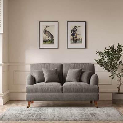 Emeline Soft Brushed 2 Seater Sofa with Antique Castor Legs SO'HOME