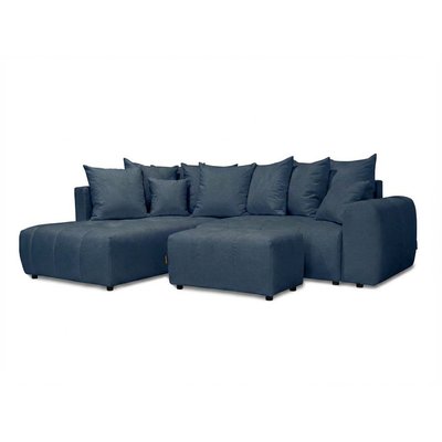 Canapé d'angle convertible 4 places en tissu chiné avec pouf, ROXELANE BOBOCHIC