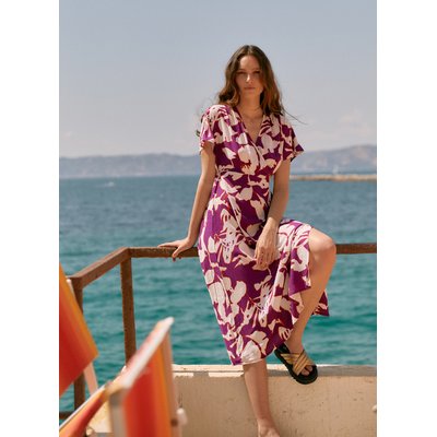 Robe midi imprimée cache-cœur OZAKA AN'GE