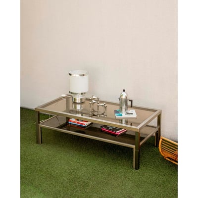 Table basse aux allures mid-century en métal brossé Donna N°1033 - Bon état DEBONGOUT