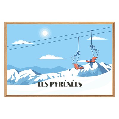 Tableau Mural Illustration Télésiège Pyrénées MONTAGNE CEANOTHE