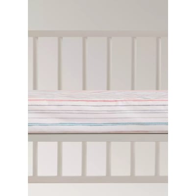 Drap-housse berceau percale de coton rayures multiples colorées MANGO HOME
