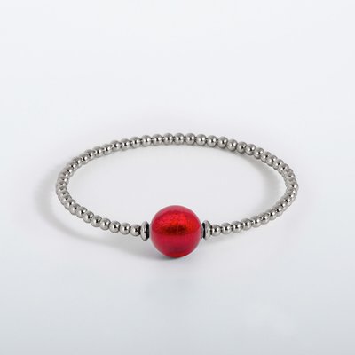 Armband Tango Grau S - Murano Rot LILIFLO