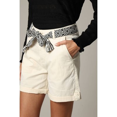Short mi-long avec ceinture ethnique à motifs et bas à revers KAIJA DEELUXE