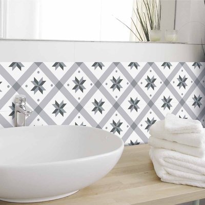 Lot de 5 Stickers Carrelage 15x15 cm Etoile Grise DRAEGER PARIS