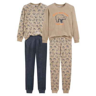 Lot de 2 pyjamas en velours, imprimé ours LA REDOUTE COLLECTIONS
