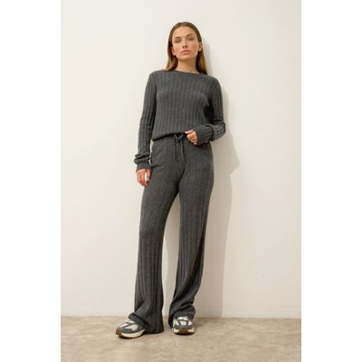 Pantalon Évasé Anthracite Chiné Clarissa JUST CASHMERE