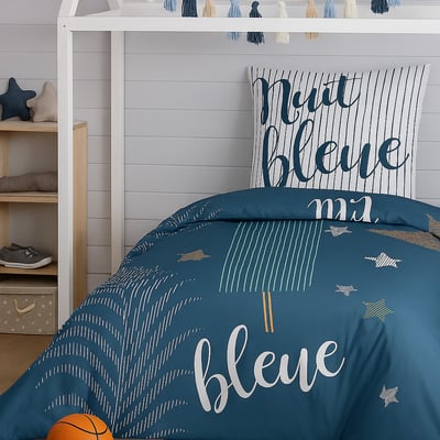 Parure de lit enfant coton, NUIT BLEUE C DESIGN HOME TEXTILE