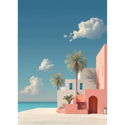 Tableau Sur Verre Synthétique Architecture Des Îles RÉTRO VINTAGE CEANOTHE