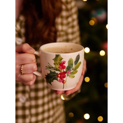 Set of 4 Botanic Garden Christmas Holly & Berries Latte Mugs PORTMEIRION