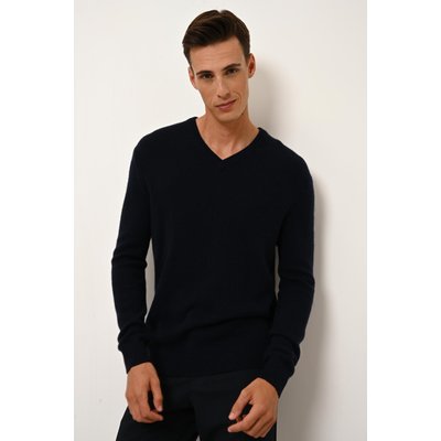 Pull Col V 4 Fils Navy Nathan JUST CASHMERE