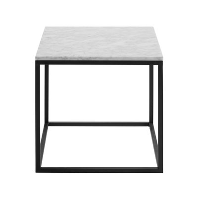 Table d'appoint Carra  en Plateau en marbre blanc et piètement en métal Blanc 40x40xH40cm MADURA