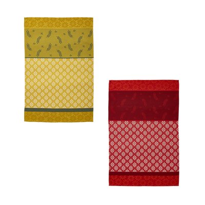 Lot de 2 torchons imprimés en jacquard de coton, BASTIDE COUCKE