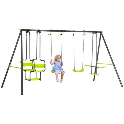 Balançoire pour enfants Acier Vert OUTSUNNY