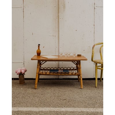 Table d'appoint en rotin Francine N°978 - Bon état DEBONGOUT