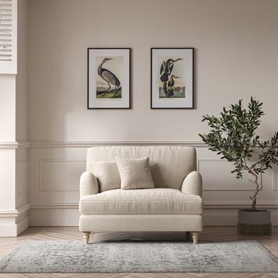 Emeline Tonal Basket Weave Snuggle Chair with Oak Legs ÉDITÉ
