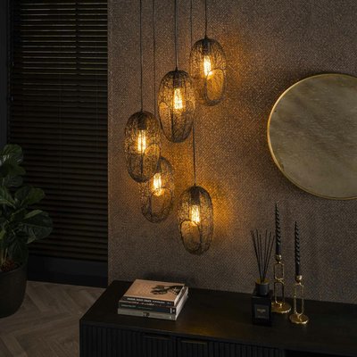 Suspension filaire 5 abat-jour ouverts RALF PIER IMPORT