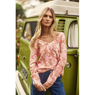 Jersey de cuello en pico con estampados florales, manga larga, MARGOT LA PETITE ETOILE
