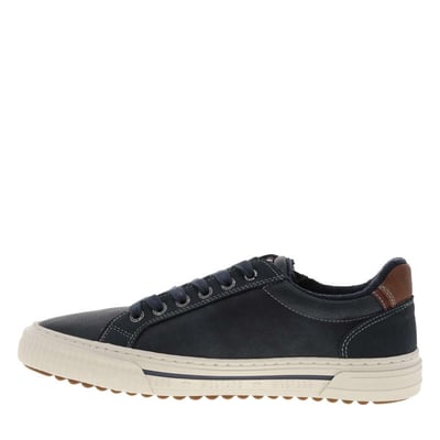 Tennis bleu marine à talon plat avec des lacets et un zip latéral MUSTANG