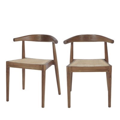 Lot de 2 chaises en teck et cannage- BUNGA DRAWER