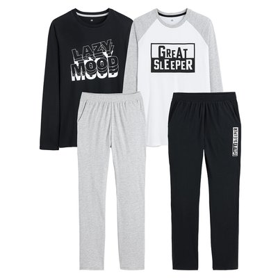 Pack of 2 Pyjamas in Slogan Print Cotton LA REDOUTE COLLECTIONS