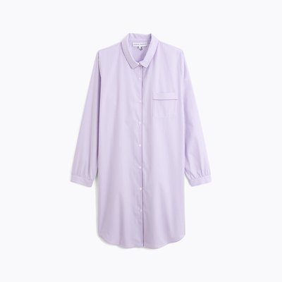 Chemise de nuit col classique en popeline de coton, ESSENTIEL VICHY LAURENCE TAVERNIER