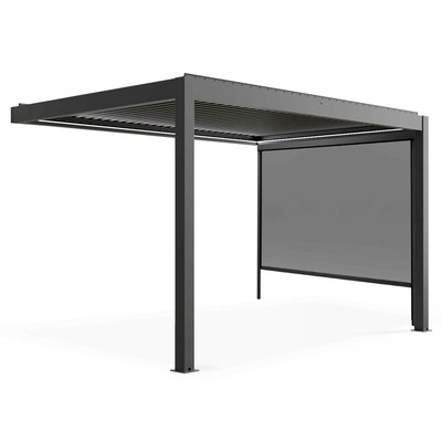 Pergola Bioclimatique 3x4 m Adossée et motorisée/éclairée avec stores - THEBES OVIALA