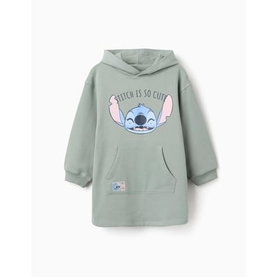 Robe sweat en coton peigné à capuche et imprimé Stitch ZIPPY