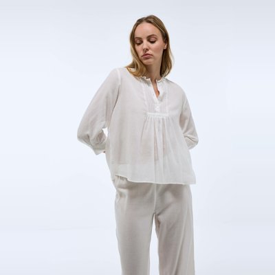 Pyjama uni à manches longues avec détail plastron en coton BIO MONOPRIX