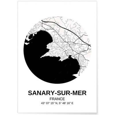Affiche Carte Sanary-sur-Mer L'AFFICHERIE